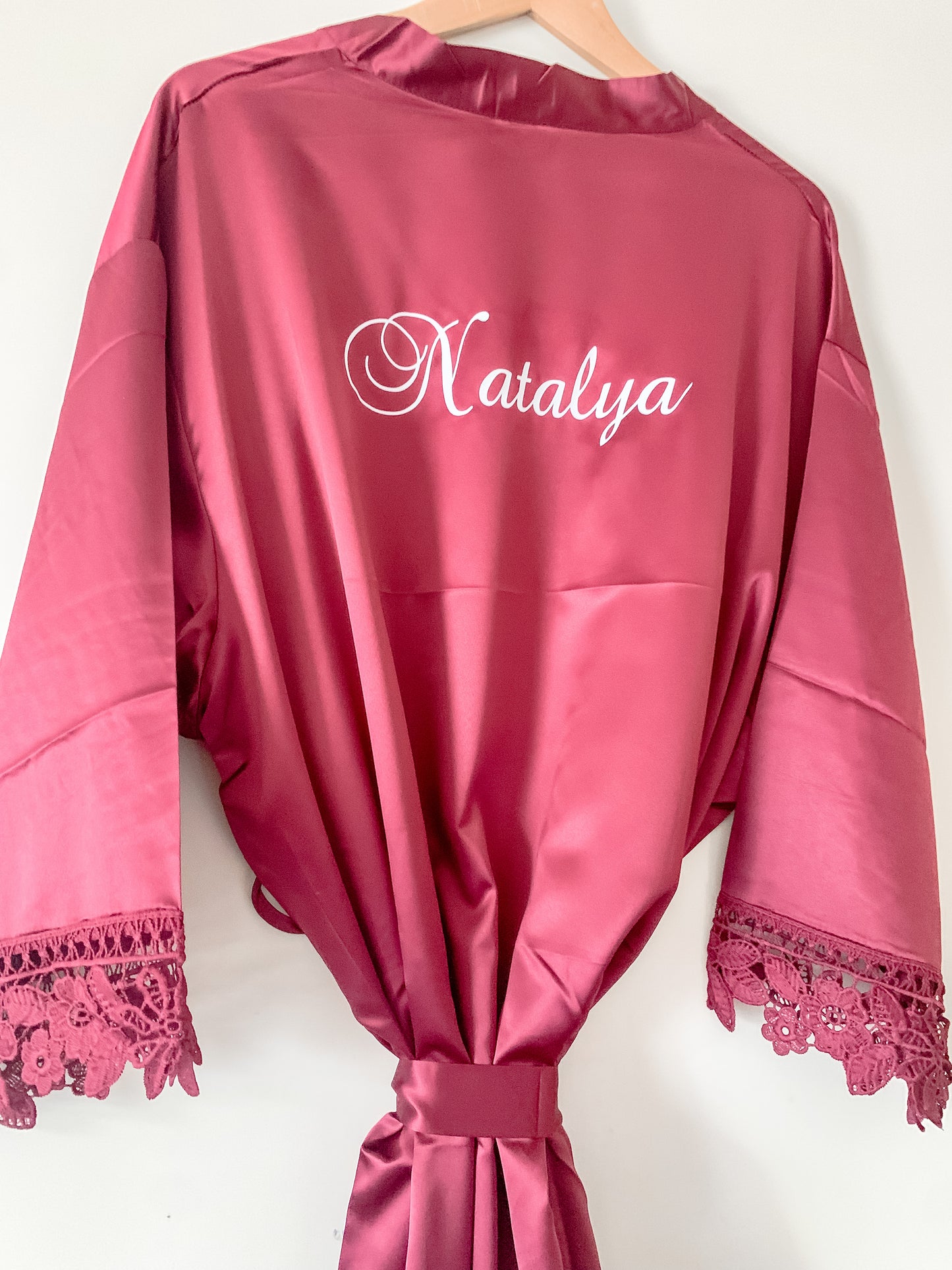 Personalised Satin wedding robes with detail