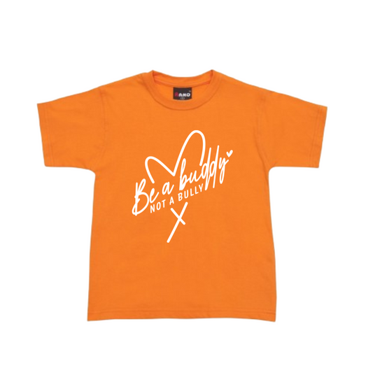 Be a Buddy Not a Bully Orange Kids T-Shirt - Sizes 00-16