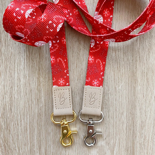 Deluxe Fabric Lanyard - Red Christmas