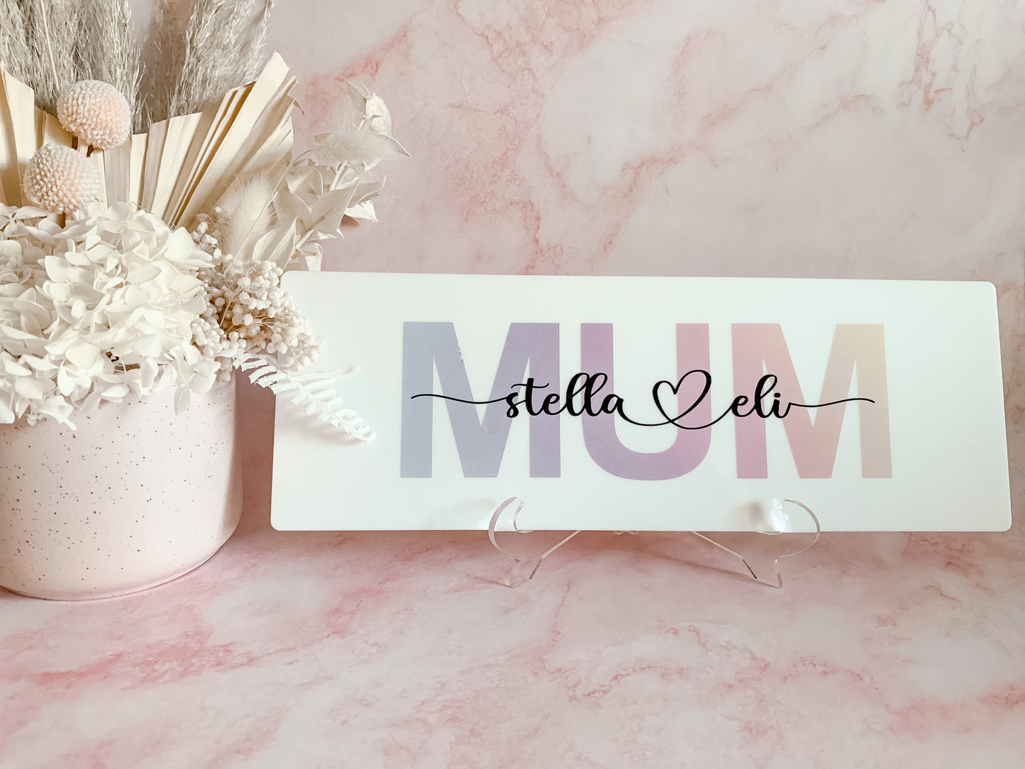 Personalised Pastel Rainbow Acrylic Plaque with stand