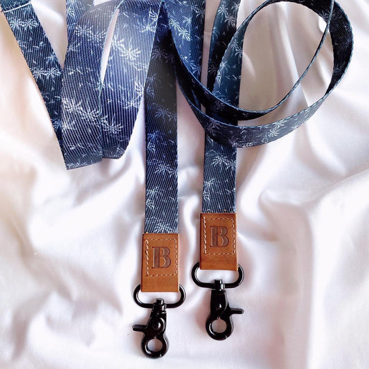 Deluxe Fabric Lanyard - Navy Blue Palm
